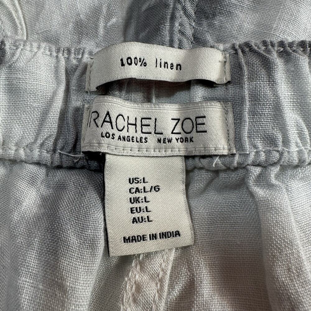 Rachel Zoe 100% Linen Size Large White Gray Tie Dye High Rise Jogger Pants 29x29 - Picture 7 of 8